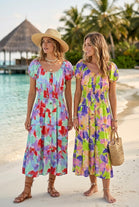 WATER COLOUR PRINT BUTTON DRESS(MIXED COLOUR PACK)