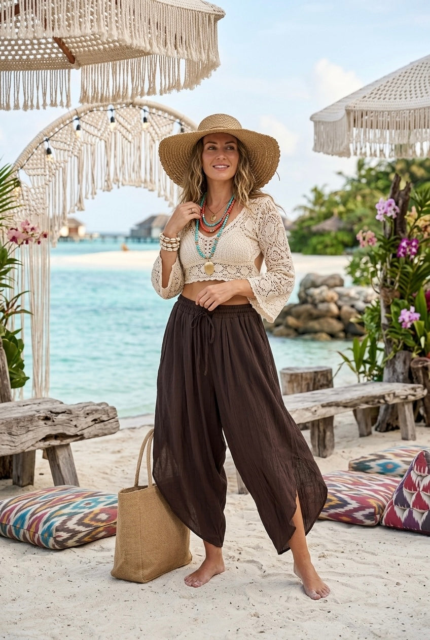 DRAWSTRING WIDE LEG TROUSER