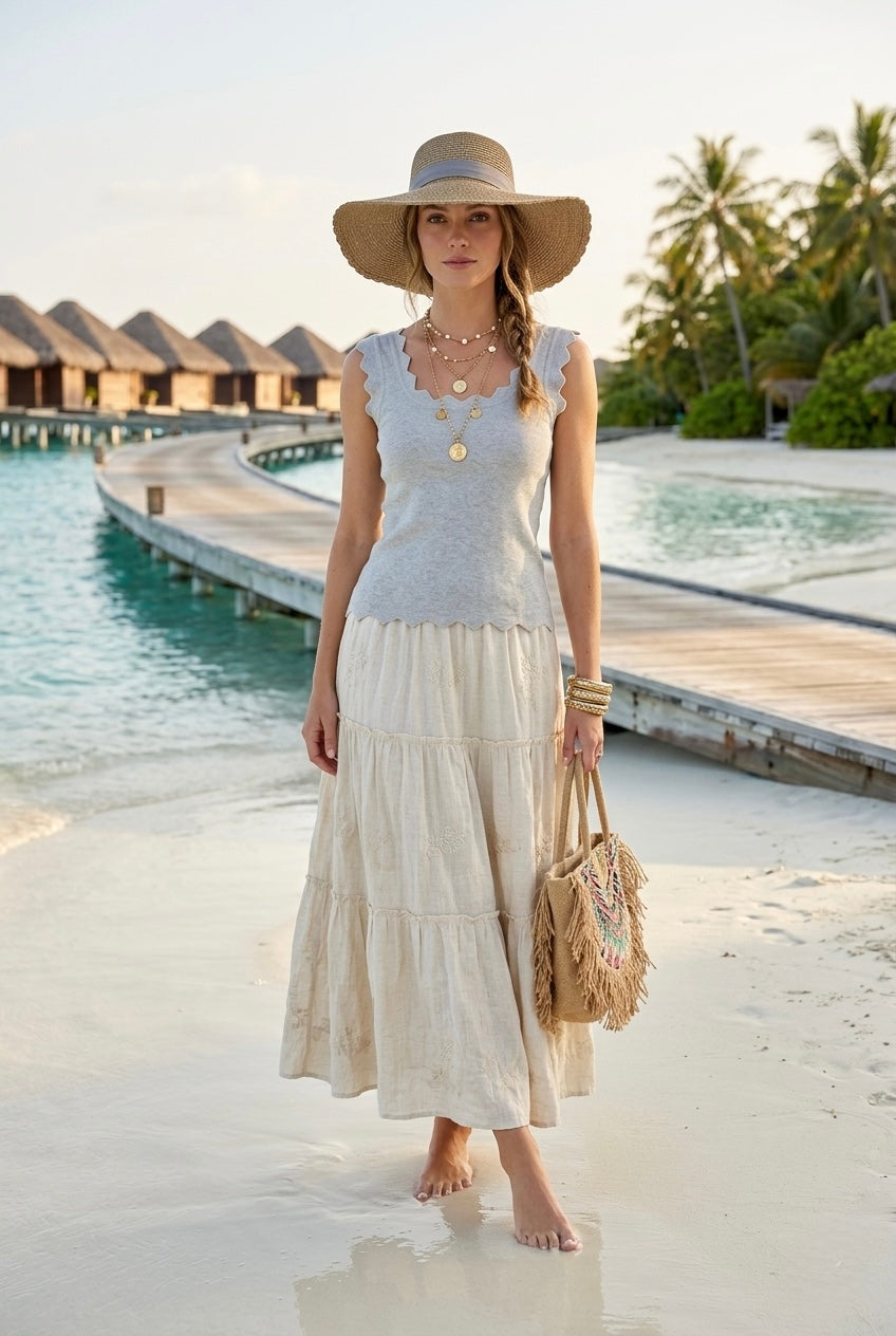 ABBY KNITTED SCALLOPED VEST