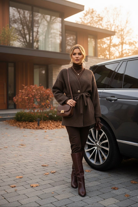 GOLD BUTTON BELTED COAT
