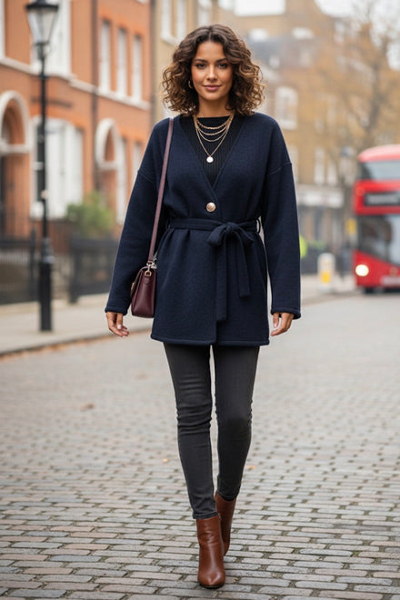 GOLD BUTTON BELTED COAT