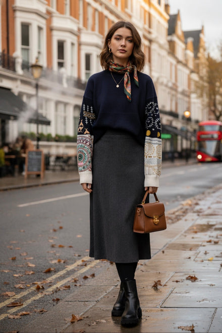 SLEEVE EMBROIDERED JUMPER