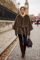 BELTED FAUX FURR JACKET