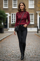 DETAIL GOLD BUTTON RIB T-SHIRT