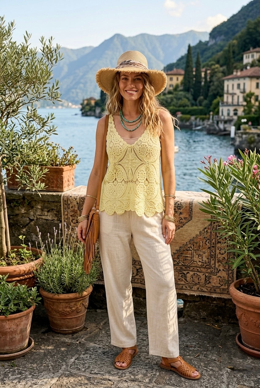 V-NECK CROCKET FLORAL TOP