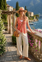 V-NECK CROCKET FLORAL TOP