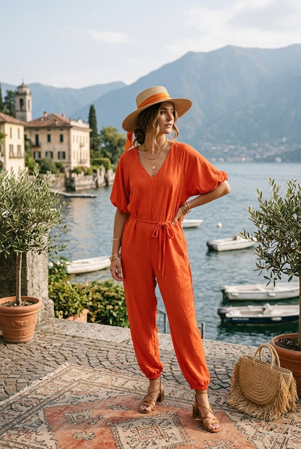 PUFF SLEEVE JUMPSUIT