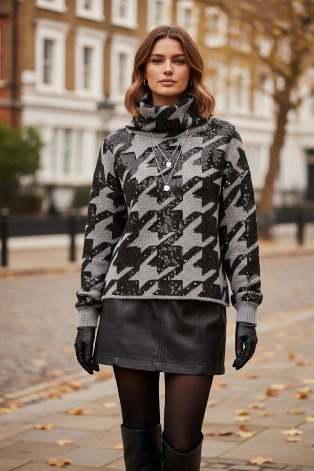 PATTERN ROLLNECK SEQUIN JUMPER