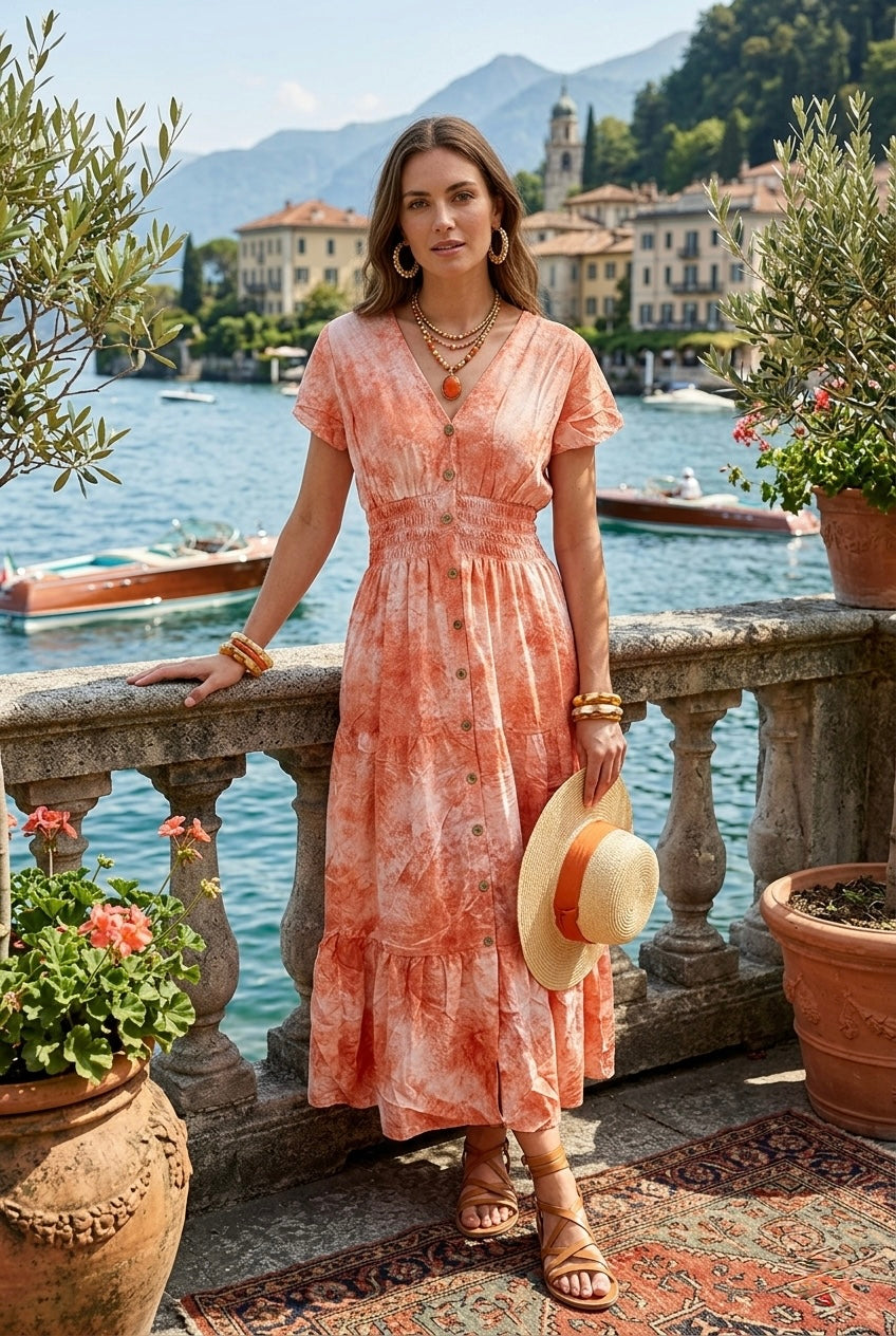 TIEDYE PRINT BUTTON DETAIL MAXI(MIXED COLOUR PACK)