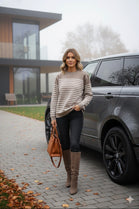 SHOULDER GOLD BUTTON STRIPE JUMPER