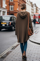 HIGH LOW BACK PLEATED PLAIN HOODIE