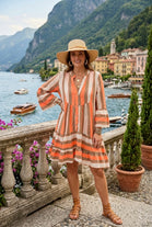 OVERSIZED TIERED STRIPED MINI DRESS