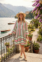OVERSIZED TIERED STRIPED MINI DRESS