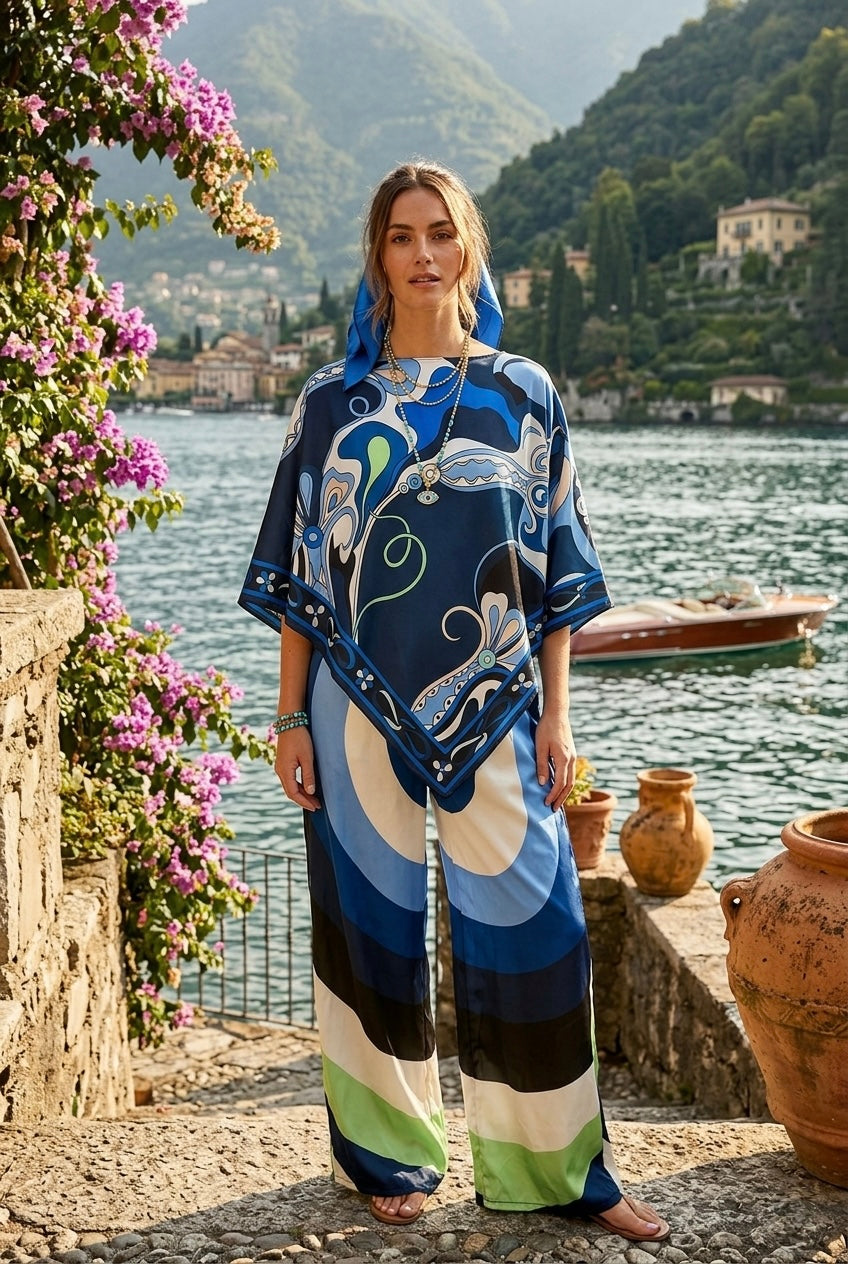 PRINTED SATIN LOUNGE SET