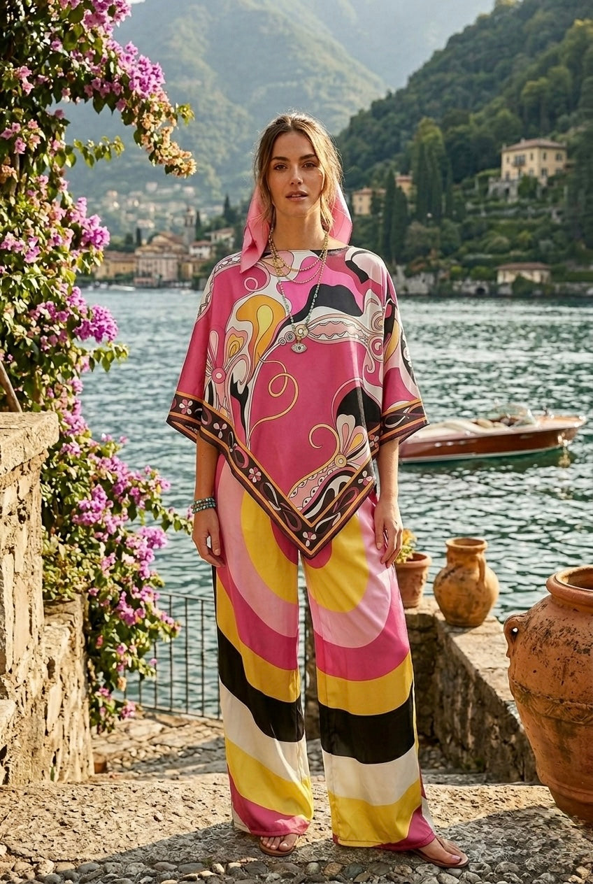 PRINTED SATIN LOUNGE SET