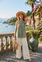 HALTER-NECK LINEN TOP
