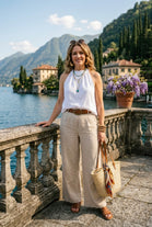 HALTER-NECK LINEN TOP