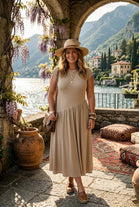 CAP SLEEVE RIBBED KNIT DROP WAIST MAXI