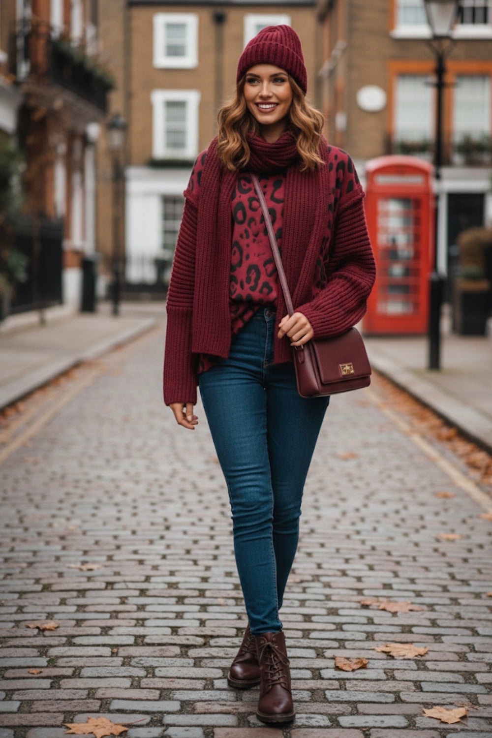 LEOPARD KNITTED SLEEVE SWEAT