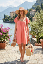 ANGLAISED SLEEVE MINI COTTON DRESS