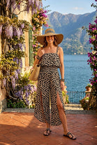 ANIMAL PRINT SPLIT LEG JUMPSUIT