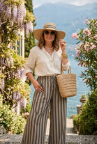 DRAWSTRING VERTICAL STRIPE TROUSER