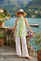 HALTERNECK VERTICAL STRIPE TOP