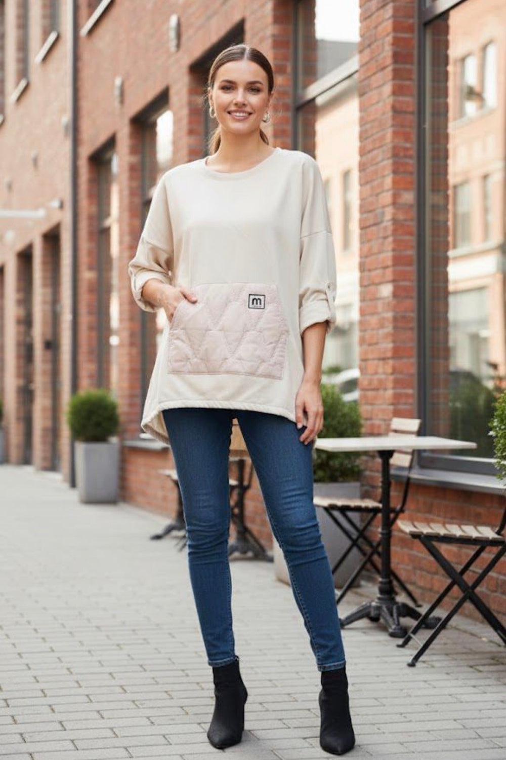 QUILTED POCKET SWEAT SHIRT