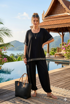 SEQUIN TRIM TOP LOUNGE WEAR