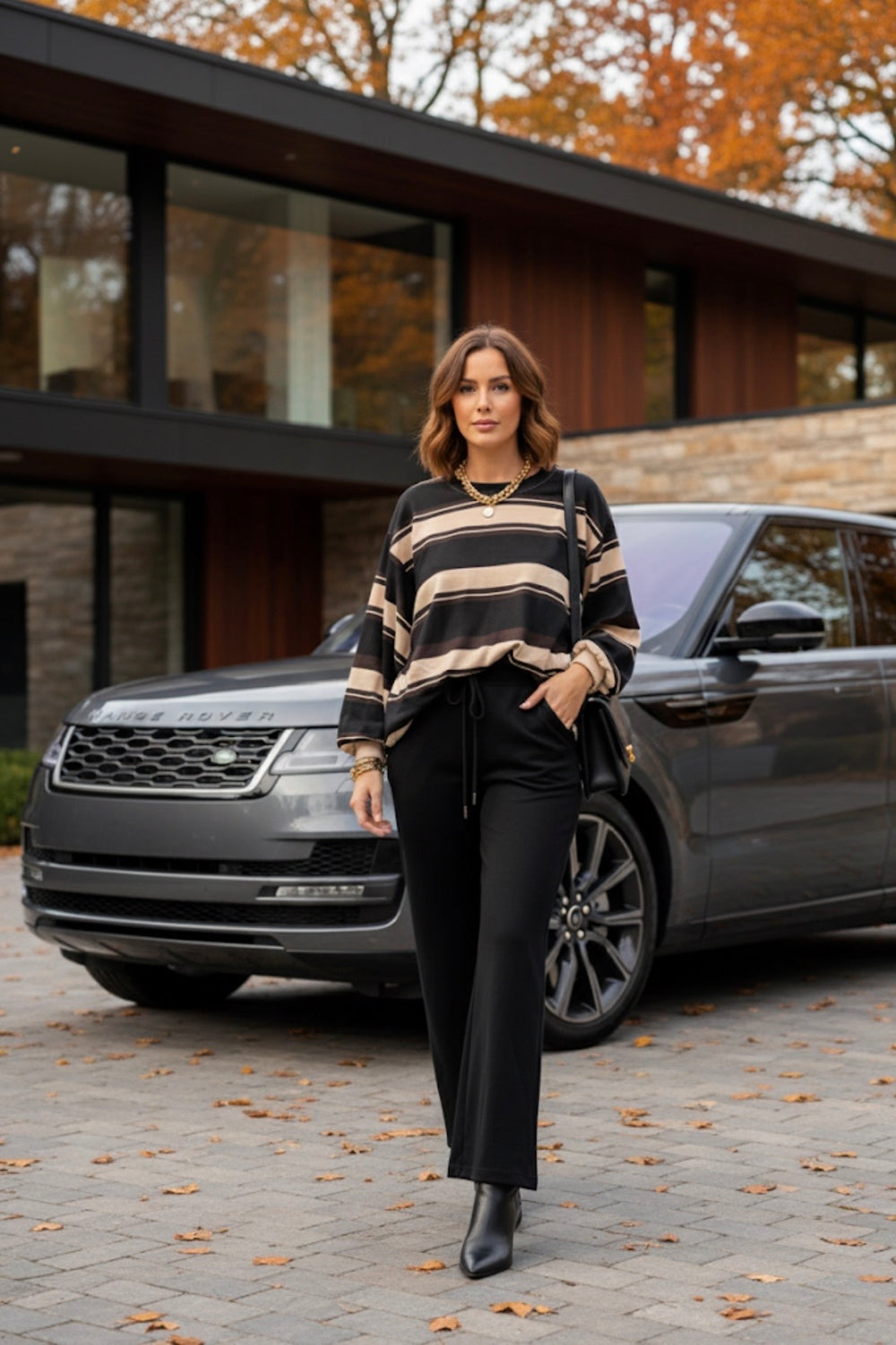 STRIPE SWEAT SHIRT LOUGE SET