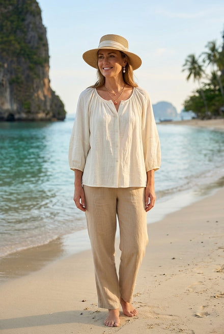 BUTTON DOWN LONG SLEEVE BLOUSE