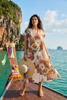 PLEATED FLORAL PRINT MAXI