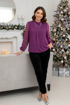 GLITTER MOCK NECK TOP