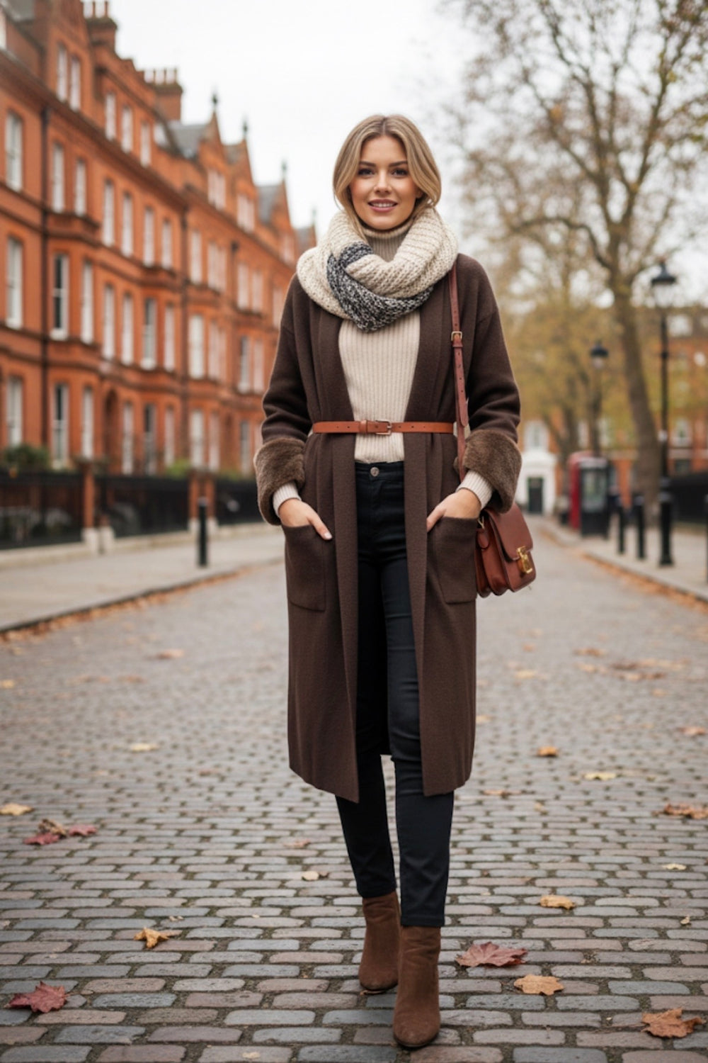 FAUX FUR CUFF POCKET COAT