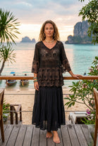 CROCHET LACE TRIM SHORT SLEEVE TOP