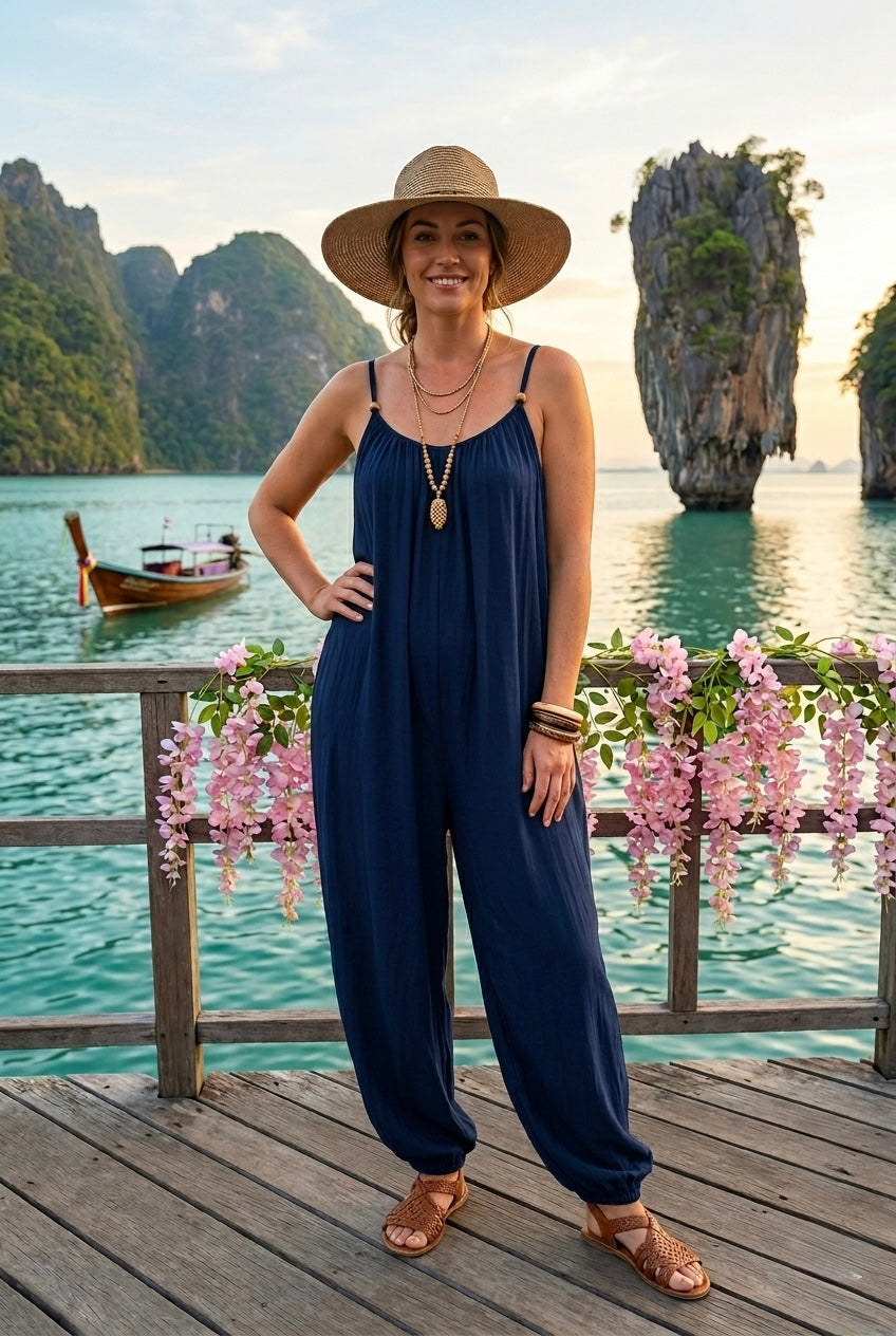 BEADS CAMI HAREM OVERSIZED JUMPSUIT