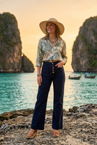 GOLD BUTTON DENIM JEANS