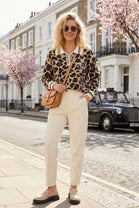 LEOPARD COLLAR NECK JUMPER