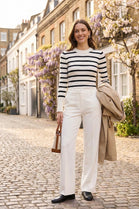 GOLD BUTTON SLEEVE STRIPE JUMPER