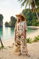 PRINTED ASYMMETRIC TOP SATIN SET