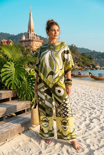 PRINTED ASYMMETRIC TOP SATIN SET