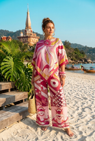 PRINTED ASYMMETRIC TOP SATIN SET