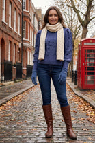 CABLE KNIT PUFF SLEEVE JUMPER