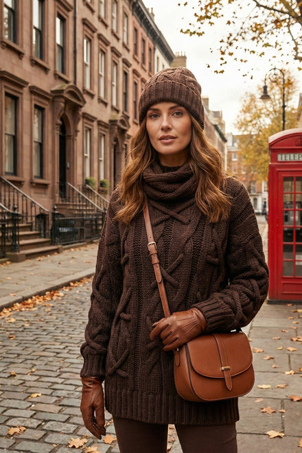 BRAIDED SLEEVE CHUNKY CABLE KNIT JUMPER