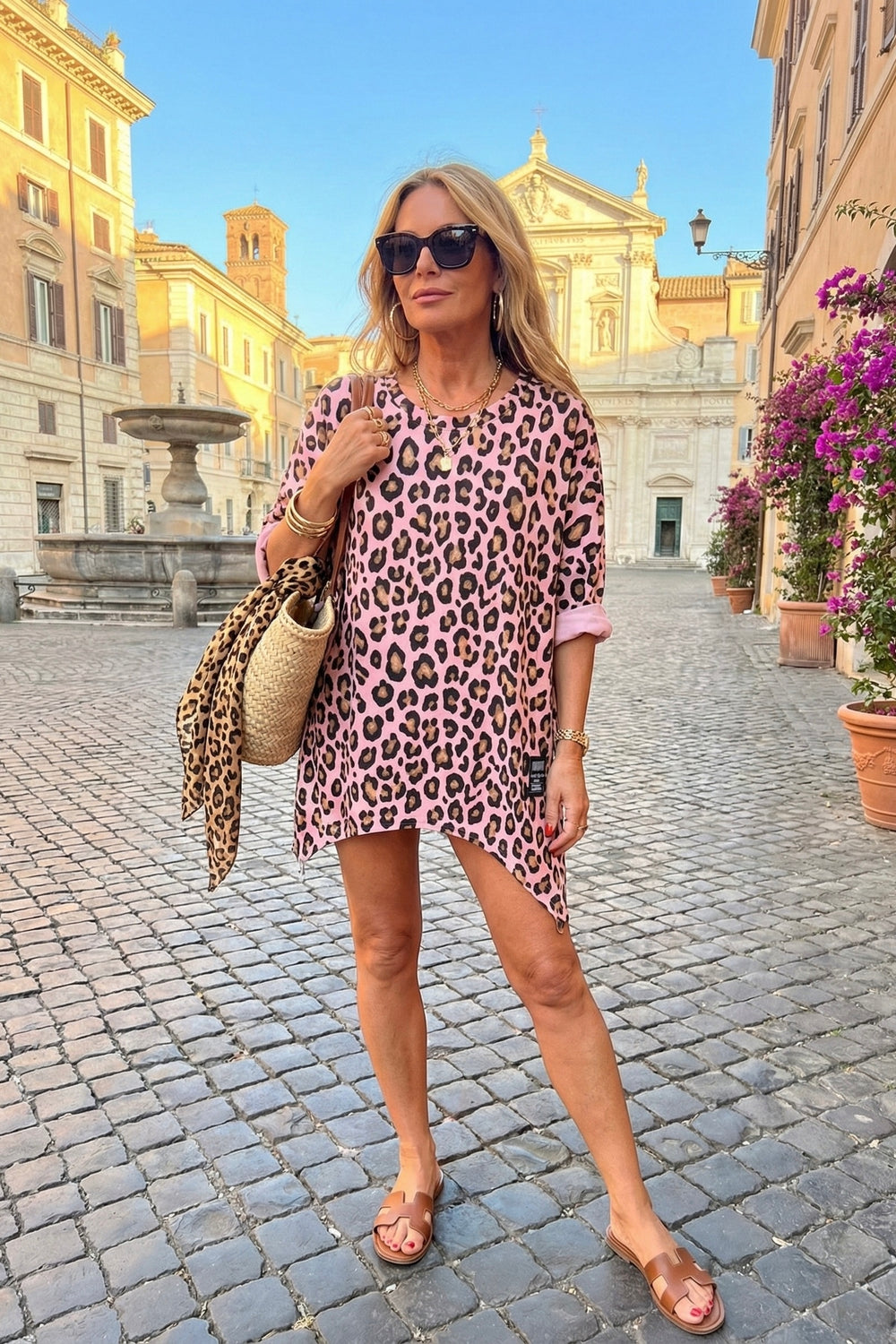 ZIP DETAIL LEOPARD SWEAT