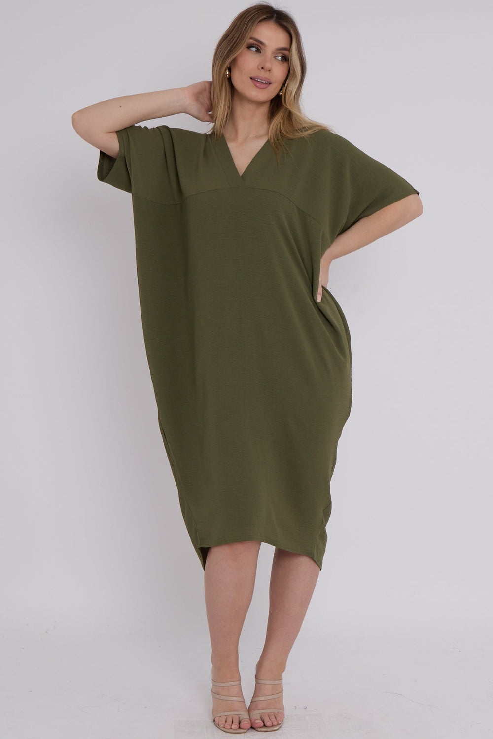 CAP SLEEVE OVERSIZED TUNIC DRESS (8295089930488) (8328924135672)