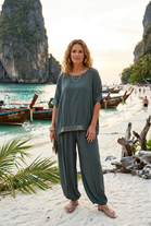 SEQUIN TRIM TOP LOUNGE WEAR