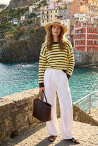 BOW  REVERSIBLE STRIPE KNIT JUMPER