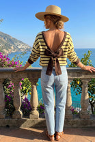 BOW  REVERSIBLE STRIPE KNIT JUMPER