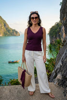 V-NECK SCALLOPED VEST